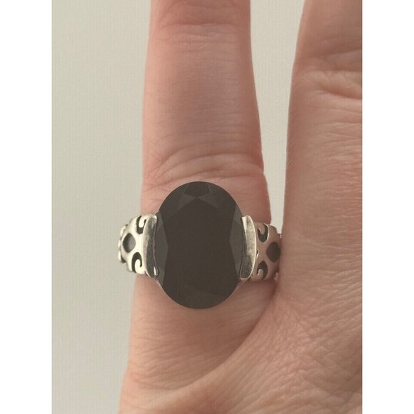 Silpada Sterling Silver Black Chalcedony Scroll Band Ring R1410 Size 6 - Picture 9 of 10